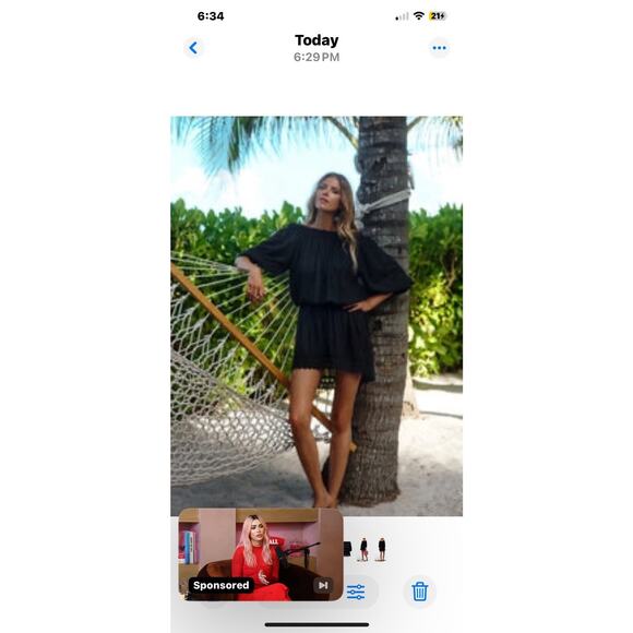 Melissa Odabash Dress Womens Size Medium Ivy Black Mini Off The Shoulder Eyelet - Picture 2 of 9